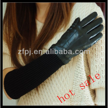 long rib cuff leather glove